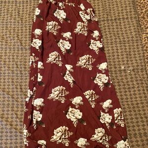 1980 Red velt white roses beller tweed longwear skirt